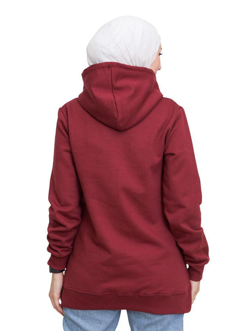 Brick Red Printed - HoodieV Design 64 - Khotwh